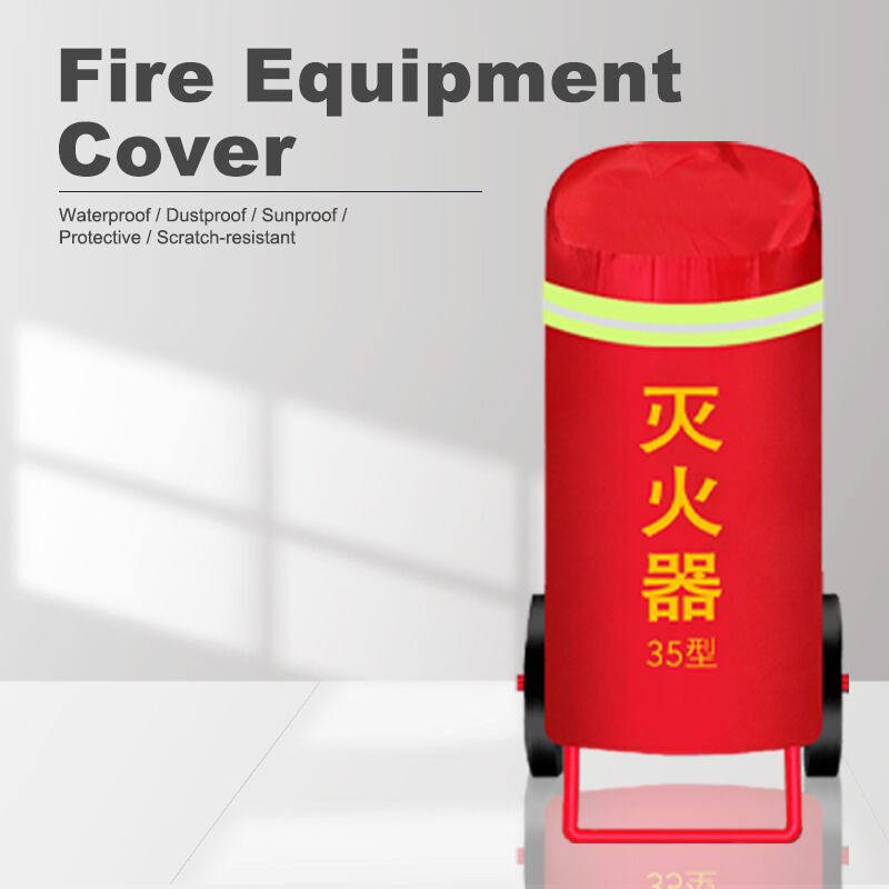 4kg Fire Extinguisher Cart Cover Red Oxford Fabric 24*59cm Dust Rain Cover Steel Reinforced Water Resistant