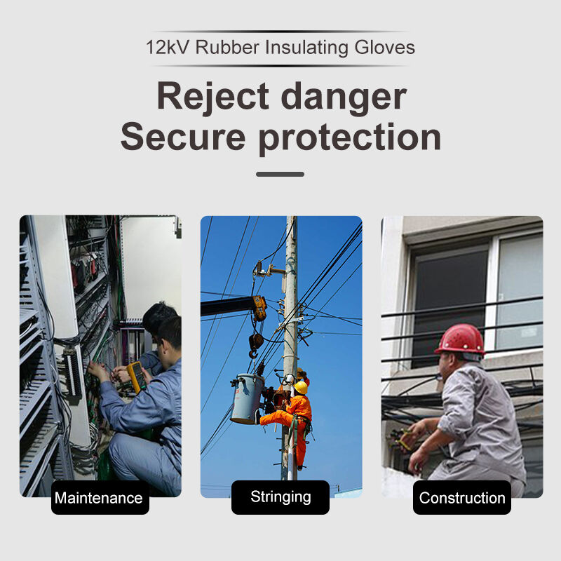 Natural Rubber Insulating Gloves 1.2 Class 12KV Test Voltage AC ≤8000V For Electrical Maintenance Power Distribution