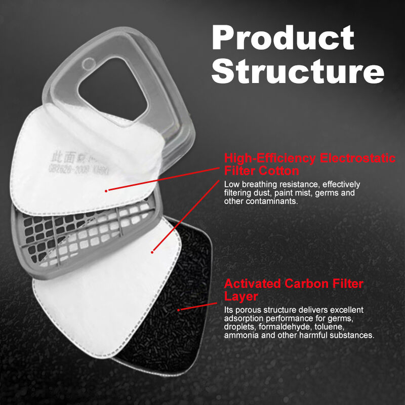 The factory sells 6003 organic vapor acidic gas cylinder activated carbon filter and 6200, 6800, 7502 reusable gas masks.