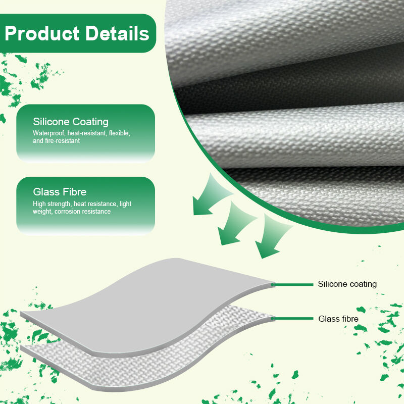 Grey Silicone Coated Fiberglass Fire Blanket JAT-302 6x8m 1000°C Heat Resistant For Auto Repair Industrial Emergency