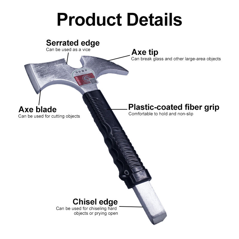 Lightweight Firefighter Waist Axe Cast Steel Head Quench Forged Durability 29x6.5cm 0.9kg For Emergency Rescue Home Safety Wood Cutting Outdoor Activities
