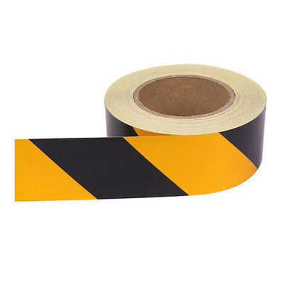 Faixa de aviso de PVC preta e amarela Linha de aviso de trânsito de engenharia de segurança de incêndio, fita refletiva de fibra de vidro preta e amarela