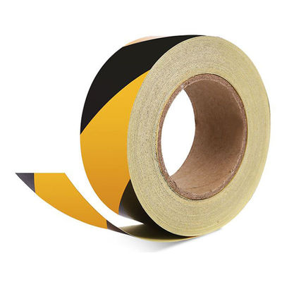 Faixa de aviso de PVC preta e amarela Linha de aviso de trânsito de engenharia de segurança de incêndio, fita refletiva de fibra de vidro preta e amarela